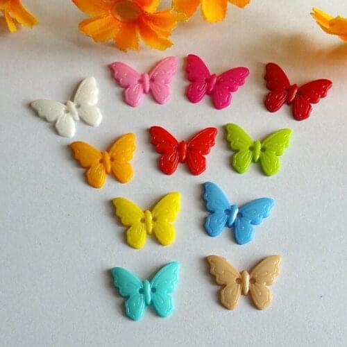 100Pcs/lot Mixed 2 Holes butterfly decorative buttons Flower Pattern bulk NylonButtons Sewing Scrapbooking Supplies Accessories