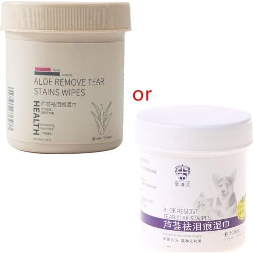 100Pcs Pet Eye Wet Wipes Cat Dog Tear Stain Remover Cleaning Wipes Grooming Paper Towels