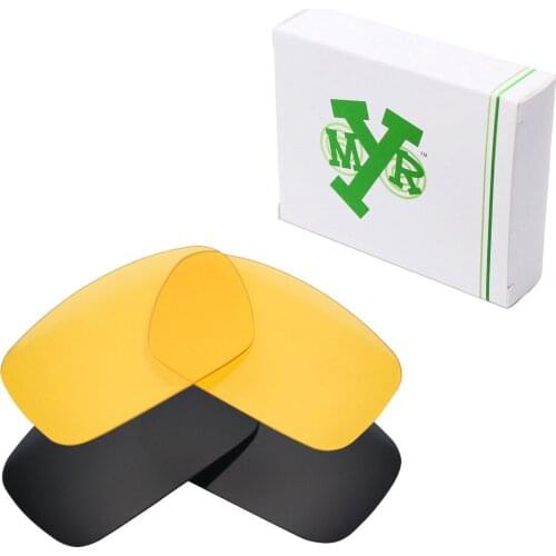 2 Pairs Mryok Replacement Lenses for Oakley Crankshaft Sunglasses Stealth Black & HD Yellow