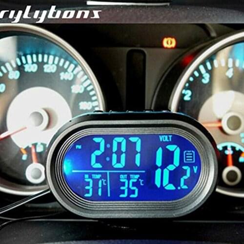 3 In 1 Lcd Clock Thermometer Voltmeter Car Electronic Watch Car Digital Electronic Led Digital Thermometer Voltmeter FastDelivey