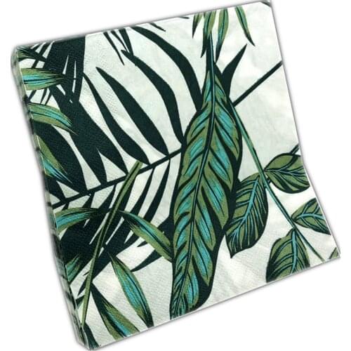 33*33cm 20pcs Color Printed Napkin Paper Palm Leaf Tropical Handerchief Decoupage Craft Wedding Birthday Festive Party Decor