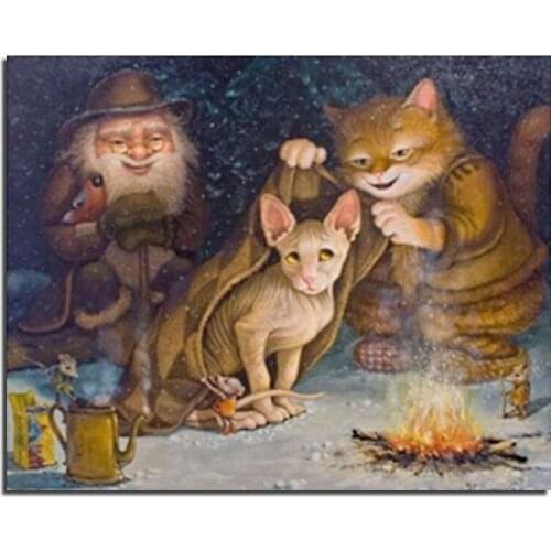 3D Diamond Embroidery Fire Cat Crafts Direct Selling Cotton New Needlework Diy Diamond Painting Kit 3d Full Embroidery