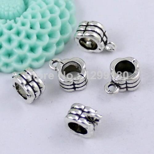 50pcs/lot Zinc Alloy Silver Tone Charm Pendant Bails Cord end For Necklace DIY Jewelry Making Accessories 11x8mm Hole:5mm K01933