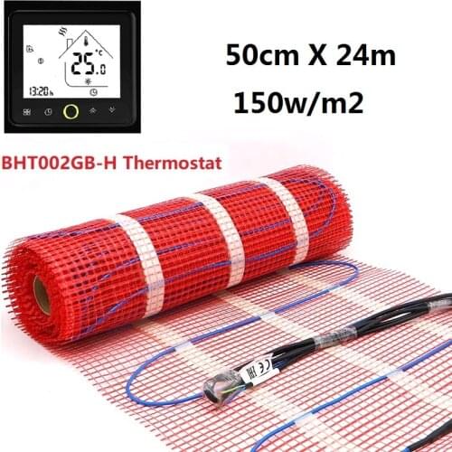 50cmX24m Floor Heating Pad 150w/sqm Warm Mat with WiFi Thermostat Under Tile Wooden Floor