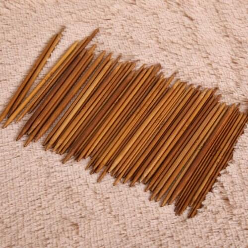 55Pcs/Set 11Sizes Bamboo Knitting Needles Crochet Hooks Double Pointed Carbonized Sweater Needle Weave Household Crafts Tools