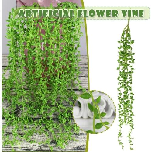 6pcs 75cm Artificial Green Plants Hanging Ivy Leaves Radish Seaweed Grape Fake Flowers Vine Home Garden Wall Party Decoration