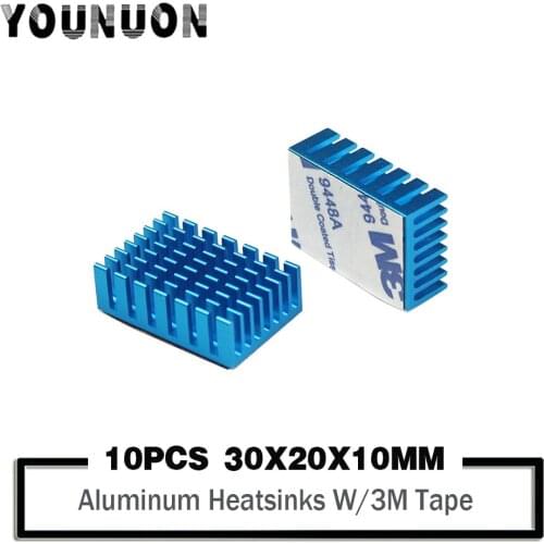 10PCS 30x20x10mm Aluminum Heat Sink Blue Aluminum Profile Heat sink Chip IC CPU Router memory PCB board Electronic cooler
