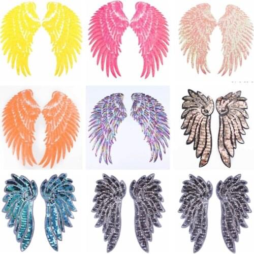 DIY Large Angel Wings Applique Sequined Sewing on Patch Colorful Wing Patches For Clothes Accessories Sewing Jacket Supply
