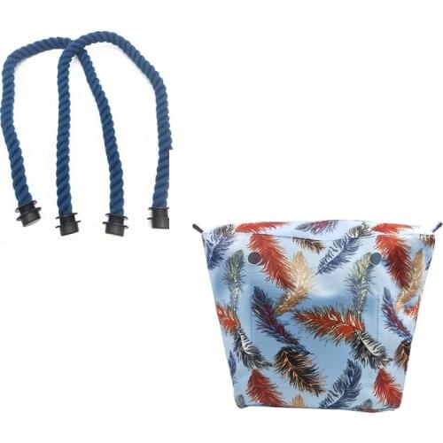 One denim blue handle and one classic size bag set for obag classic women bag