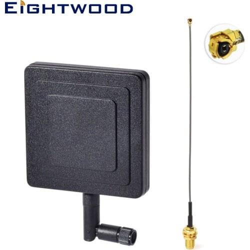 Eightwood 2.4GHz 8dBi SMA Plug WiFi Panel Screw-On Swivel Antenna Aerial with SMA Female to IPX U.FL Female RF Coax Cable