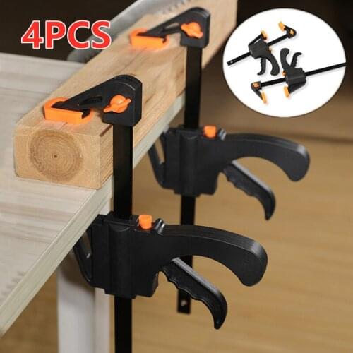 F Clamp Squeeze Hand Gadget Tool Black + Orange Plastic 195mm 4 Inch Wood Working Bar Spreader Gadget Tools DIY Hand Tool