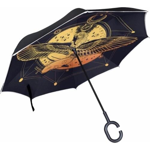 Fantastic Reverse Umbrella A Girl With Wing Customized Double Layer Inverted Long Handle High Quality Night-Luminous Umbrella