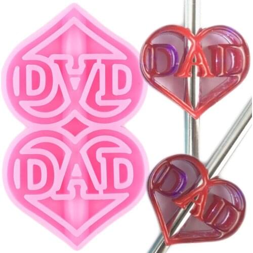 Disney Dad Letters Straw Topper Silicone Mold Candy Chocolate Fondant Cake Decorating Tools DIY Keychain Epoxy Resin Moulds