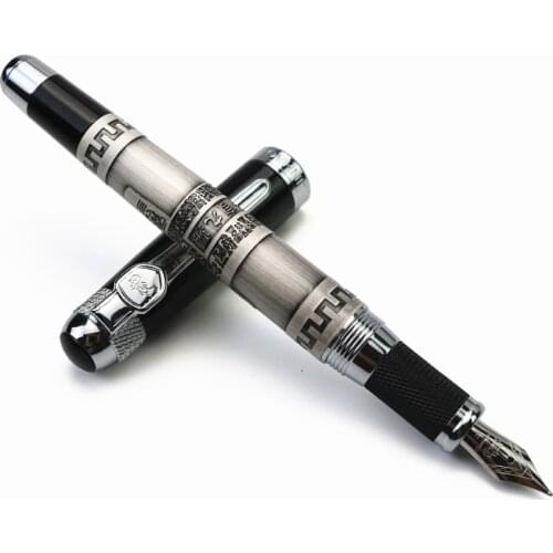 Fine Chinese style Fountain pen Great Wall Pattern Silver metal box packaging Office ink Iraurita pen