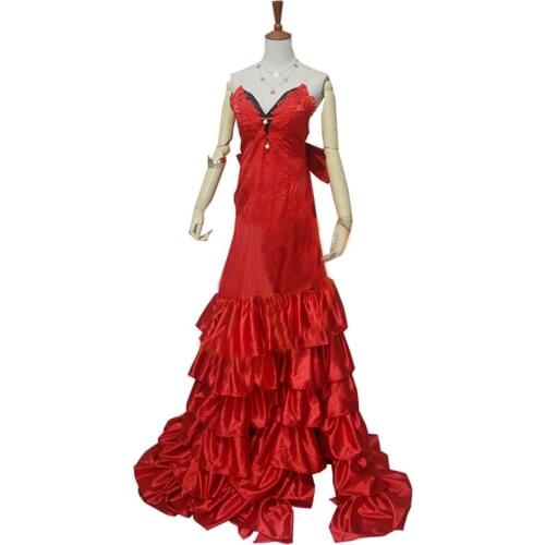 2020 FF 7 Final Fantasy VII Aerith Gainsborough Cosplay Costume Halloween Carnival Costumes Adult Women Girls Red Dress Gown Cus