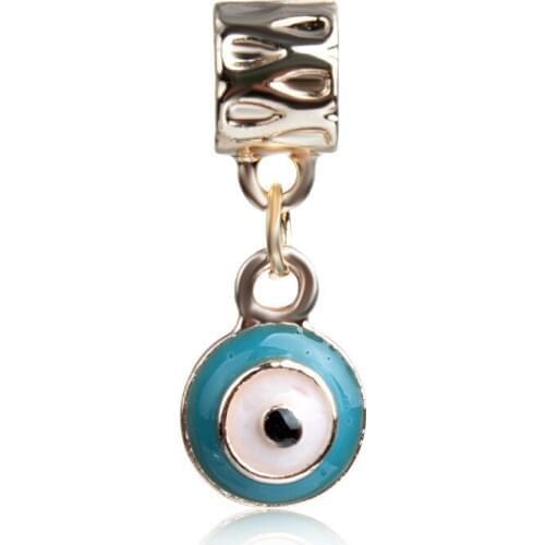 5PCS Turkish Style Round Blue Enamel Evil Eye Charms Zinc Alloy Pendants For Bracelet Necklace Jewelry Making DIY Handmade Craft