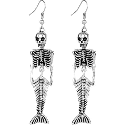 Hot Fashion Skeleton Skull Earrings Jewelry Wholesale Antique Vintage Punk Earrings For Women Gift Halloween dangle Earrings