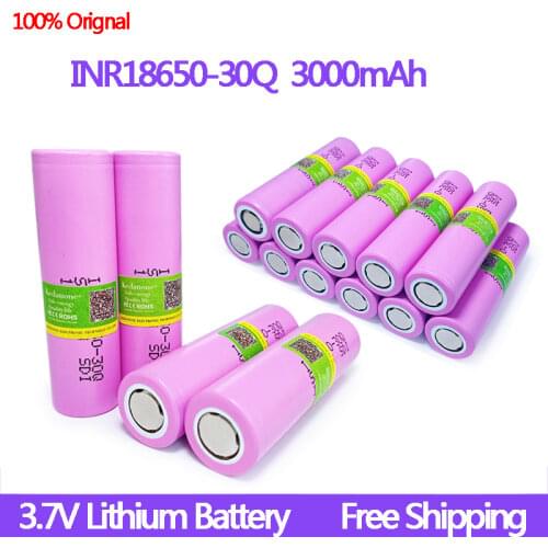 100% original New for 18650 battery 3.7V 3000mAh INR18650 30Q li-ion Rechargeable Battery for electronic cigare flashlight