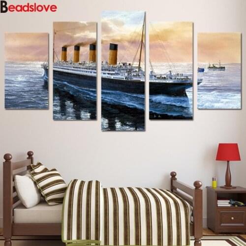 5D diy diamond painting 5pcs set Titanic Movie boat full square round drill diamond embroidery mosaic cross stitch kits