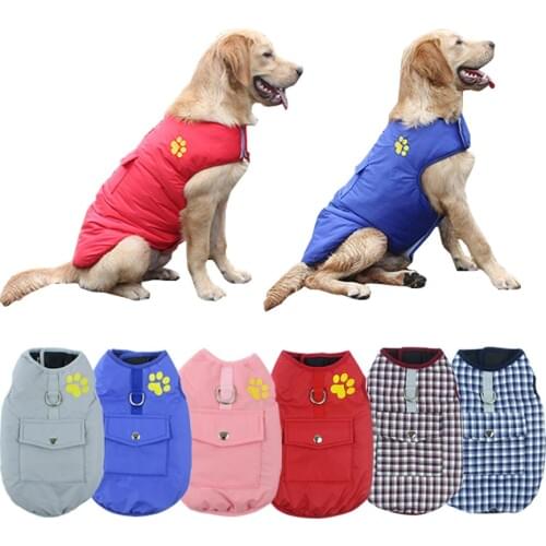 Dog Clothes For Small Medium Large Dogs Waterproof Reversible Puppy Pet Vest Jacket Winter Dog Coat Golden Retriever Clothing