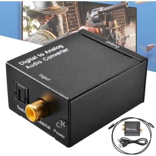 Optical Digital Stereo Audio SPDIF Toslink Coaxial Signal To Analog Converter DAC Jack Amplifier Decoder Adapter With 2*RCA