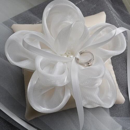 High quality Wedding Ring Pillow Eugen yarn big flower Bride Pillows Cushion Decoration accessories DIY party supplies