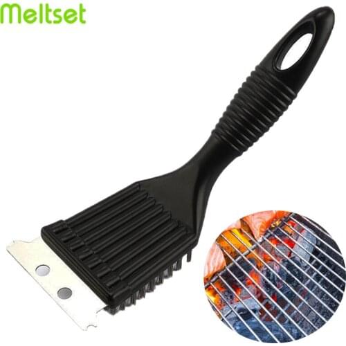 Practical BBQ Grill Brush Wire Bristles Barbecue Grill Cleaning Brush Home Outdoor BBQ Accessories Cleaning Tools