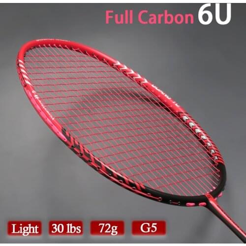 T700 Carbon Fiber Ultralight 6U 72g Strung Badminton Racket Max Tension 30LBS Professional Training Rackets Speed Racquet Sport