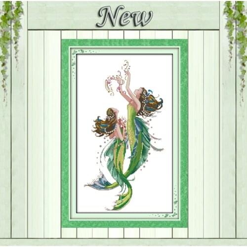 The mermaid,11CT pattern printed on Canvas DMC 14CT Cross Stitch Embroidery kit,Needlework Set,Crafts Home house Wall Decoration