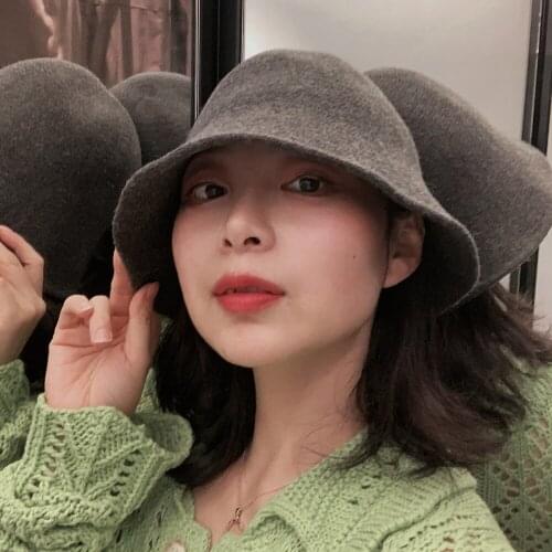 Hat female Autumn winter fisherman hat female small pure and fresh Korean version of joker spring summer day department corduroy