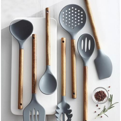 Silicone Kitchen Utensils Cooking Spatula Spoon Spatula Kitchen Accessories Colander Slag Brush BPA Free Heat Resistant Nonstick