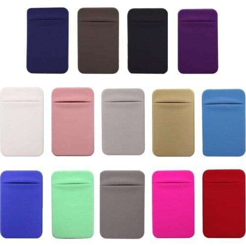Business Credit Pocket Adhesive Fashion Cell Phone Holder Card Case For iPhone Samsung Xiaomi Sticker Silicone Phone Pouch Case