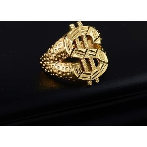 SONYA Creative Design Hip Hop Style Gold Color Dollar Logo Metal Ring Trendy Womens Rock Party Jewelry LC018JZ-20210731