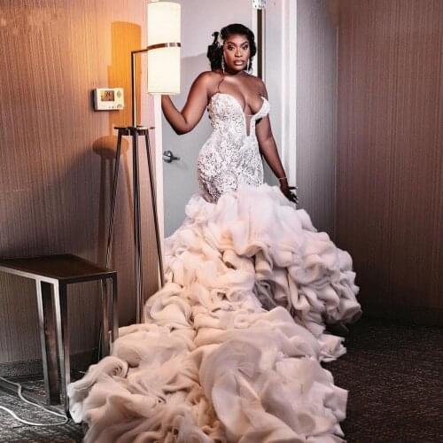 Bridal Dresses Beaded Off Shoulder Long Bridal Gowns Mermaid Vestido De Noiva Casamento Backless Wedding Gowns Crystals