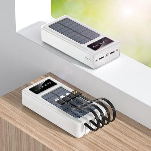 Solar Power Bank 20000mAh 10000mAh with Cable Portable Charger Solar Charging Powerbank For iPhone 12 X Samsung Xiaomi Poverbank