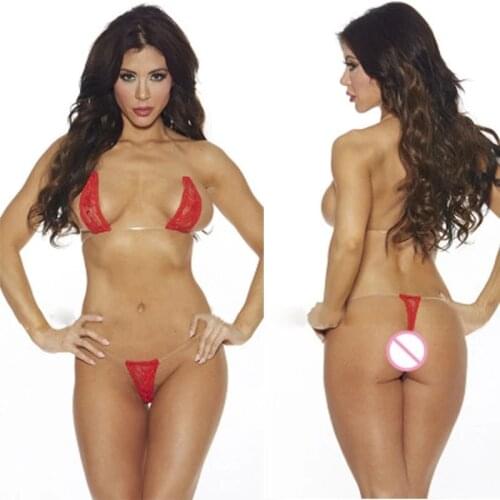 Women Transparent Lace Sexy Micro Bikini Lingeries Extreme Exotic Underwear G-String See Through Sunbath Beach Wear Bathing Suit