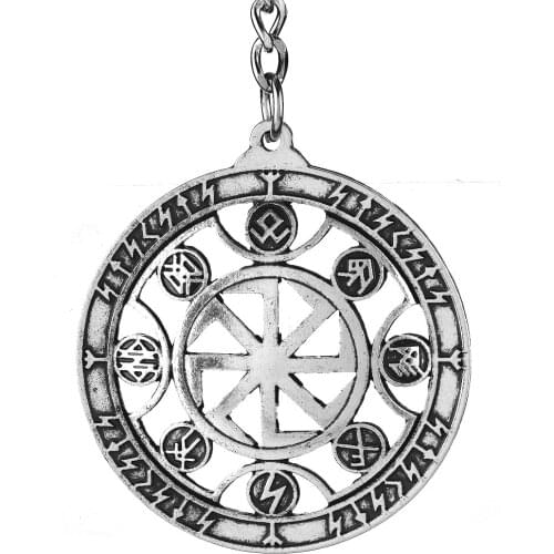 1pc Slavic Kolovrat Pendant Key Chain Nordic Othala Sowilo Rune New Year Gifts Best Friend Jewelry