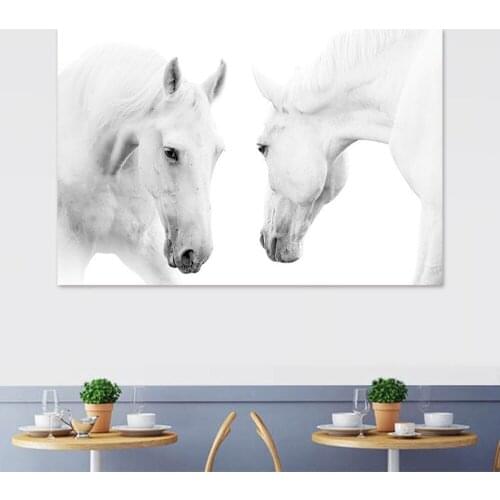 10 Models White Horse Canvas Painting Elegant Pure Horse Animal Print Posters Home Living Room Photo Wall Decoration Picture Set