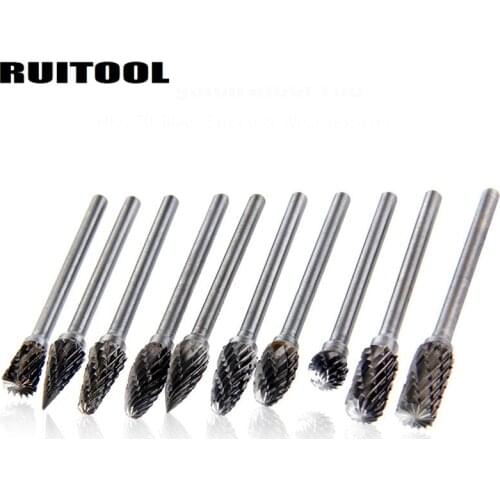 10 PCS 1/8" TungstenCarbide Rotary Burrs 6mm Rotary Cutter Files Set CNC Engraving Bit Abrasive Tools