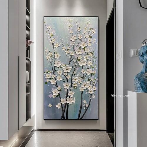 100% Hand Hand Painted Handmade Flower multicolor wall decoration hand-painted interior decoration art wall cloth oil painting
