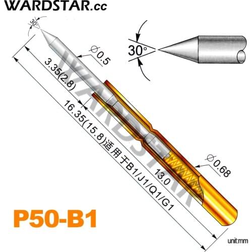 100pcs/lot P50-B1 Dia 0.5mm Spring Test Probes Pogo Pin Length 16.35mm (Stroke Spring Froce:75g) Wholesale