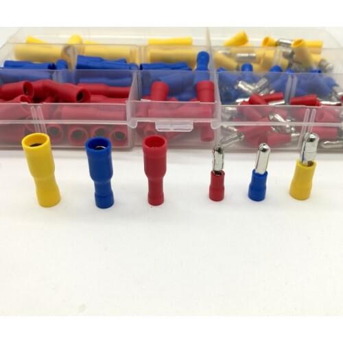 190pcs MPD FRD Bullet Shaped Male Insulating Joint Wire Connector AWG22-10 Electrical Crimp Terminal 0.5-6mm2 3 colour x3 sizes