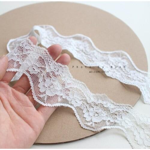 2 Meters 4.5cm width Soft Elastic Lace Ribbon DIY Apparel Sewing Fabric Handmade Material White Lace Trimming Garment Accessory