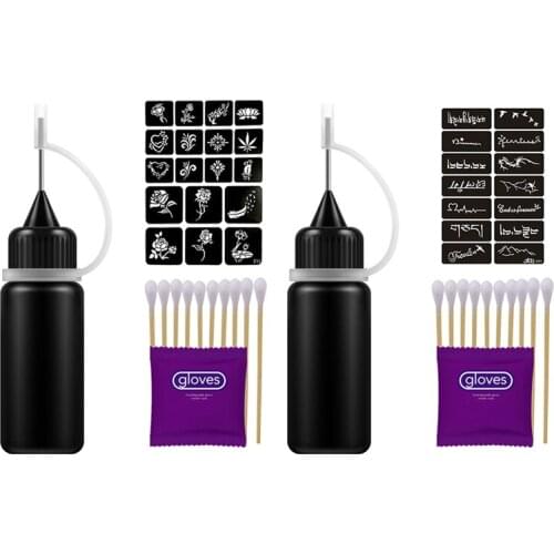 2 Set Temporary Tattoo Ink Natural Long Lasting Organic Jagua Fruit Gel/Ink No Alcohol 10Ml Tattoo Stickers, F11 & Y21