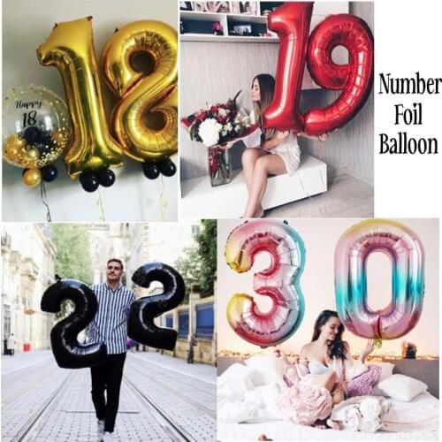 2pcs/lot 40inch Happy 18 19 22 Birthday Foil Balloons Gold number 18th Years Old Party Decorations Boy Girl party Decor