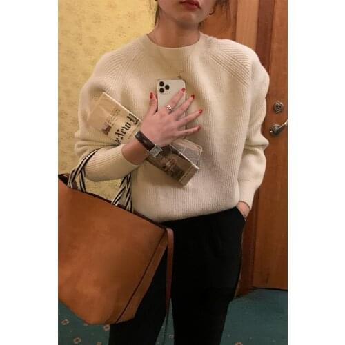 2021 Women Sweater Pullover Female Knitting Overszie Long Sleeve Loose Elegant Knitted Thick Outerwear Womens Winter Sweaters