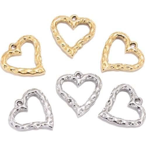 3pcs Stainless Steel Gold Plated 21*22mm Charm Hollow Heart Embossing Pendant For DIY Love Jewelry Necklace Making Findings