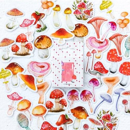 46pcs Mushroom Lovely w33 Diary w45 Creative Student Supply Craft Lovely Masking w33 Sticker