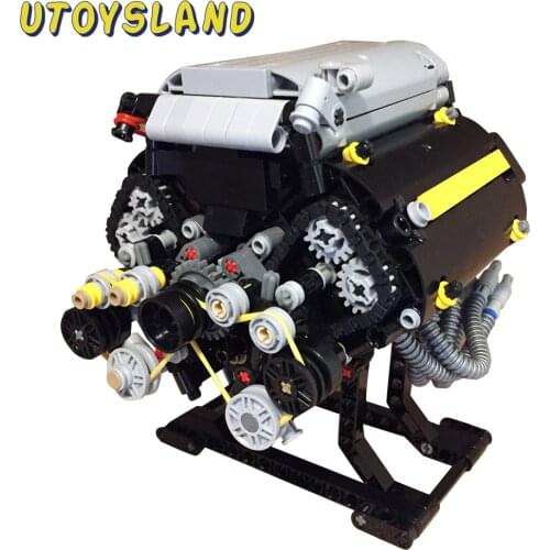 871Pcs Static Version 32 Air Valve 8-Cylinder 4-Stroke Engine Building Kit For V8 Model MOC Small Particle For Children Toys