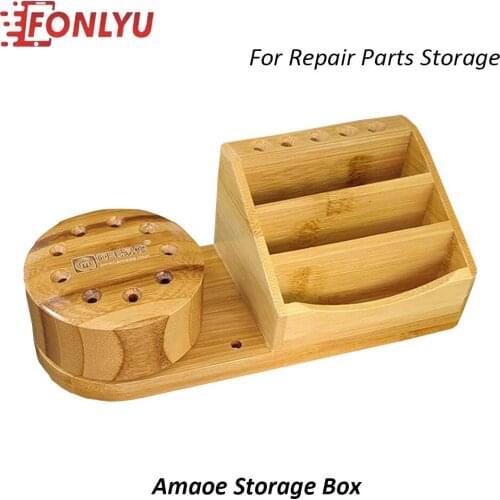 Amaoe M62 360° Rotating Repair tool Storage Stand Wooden Organizing Holder For Mobile Phone Maintenance Tool Accessories Box